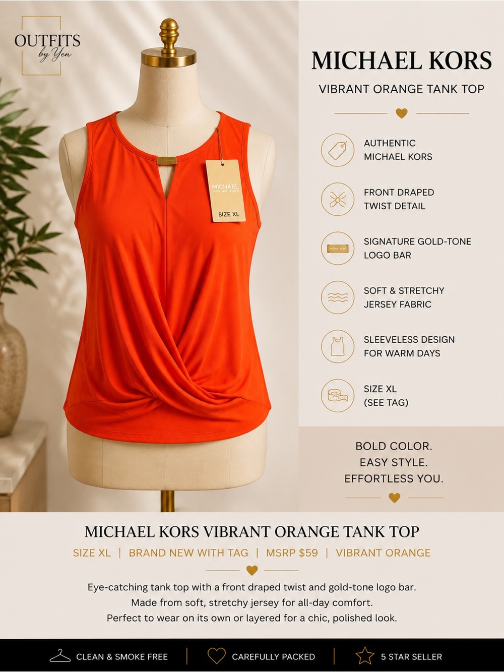 Michael Kors Vibrant orange Tank Top
